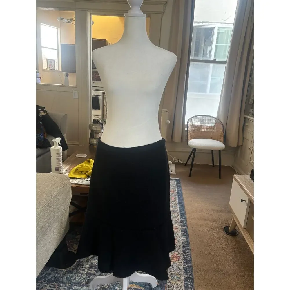 J.Crew Wool Blend Tweed Flounce Skirt Women’s Size 6 Black Lined